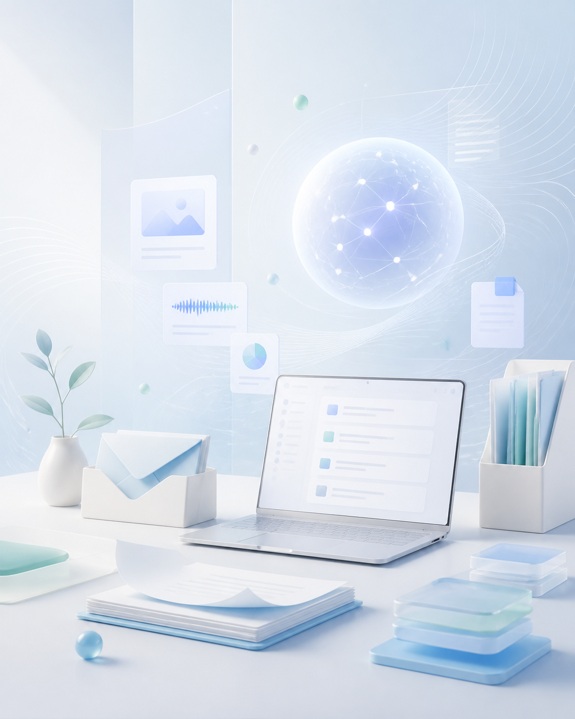 Abstract AI content operations workspace